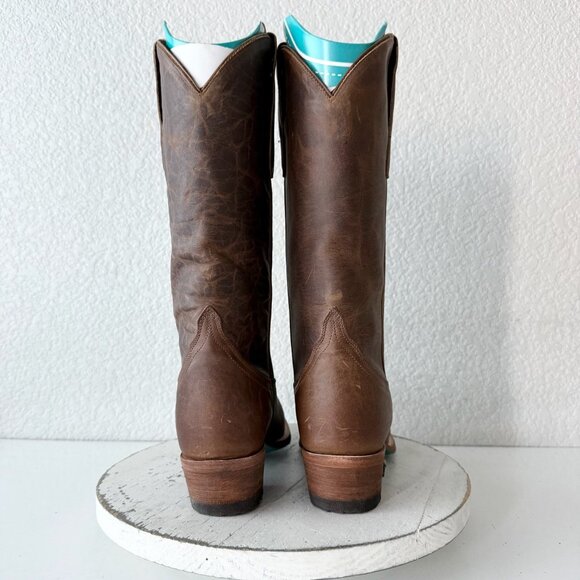 Lane EMMA JANE Womens Cowboy Boots 7.5 Cognac Brown Leather Western Cowgirl Tall - Picture 3 of 14